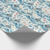 Sailor Themed Baby Boy Wrapping Paper Geschenkpapier (Ecke)