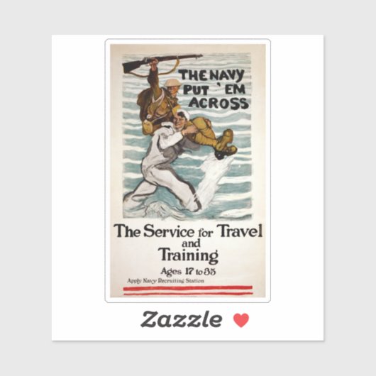 Sailor Wading, als er einen Soldaten auf Schulter  Aufkleber (Blatt)