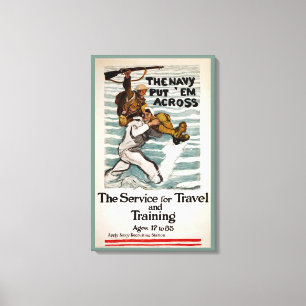 Sailor Wading, als er einen Soldaten auf Schulter Leinwanddruck