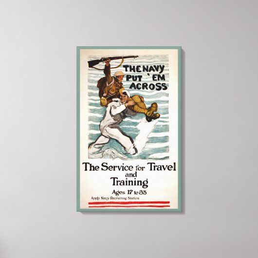 Sailor Wading, als er einen Soldaten auf Schulter Leinwanddruck (Vorderseite)