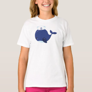 Sailor Whale, Little Whale, Niedlicher Wal, Blauer T-Shirt