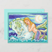 SAILOR'S FANTASY MERMAID RIDING MERHORSE, SEEPFERD POSTKARTE (Vorne/Hinten)