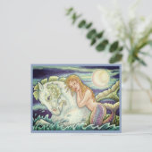 SAILOR'S FANTASY MERMAID RIDING MERHORSE, SEEPFERD POSTKARTE (Stehend Vorderseite)