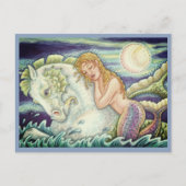 SAILOR'S FANTASY MERMAID RIDING MERHORSE, SEEPFERD POSTKARTE (Vorderseite)