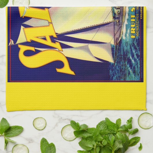 Sails im Nordwesten von Äpfeln der 1930er Jahre kr Geschirrtuch (Gefaltet)