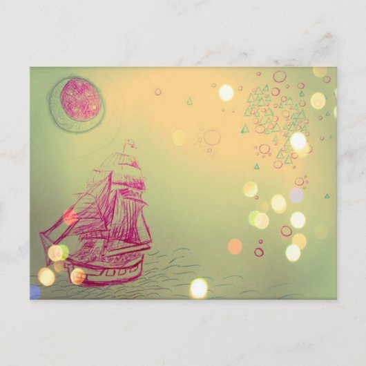 Sailship unter Kreishimmeln Postkarte (Vorderseite)