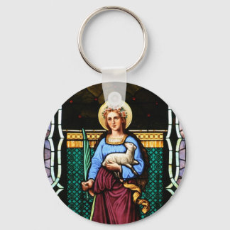 Saint Agnes (Agnes of Rome) - Kunstgefestigte Glas Schlüsselanhänger