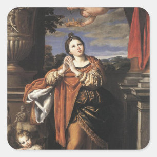 Saint Agnes von Domenichino (c. 1620) Quadratischer Aufkleber