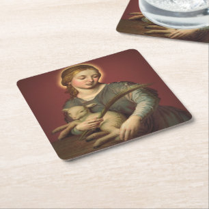 Saint-Agnes von Rom Rechteckiger Pappuntersetzer