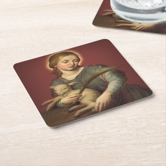Saint-Agnes von Rom Rechteckiger Pappuntersetzer (angewinkelt)