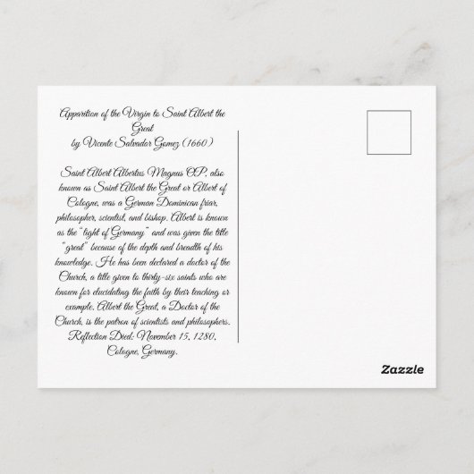 Saint Albert vom Großen Postkarte (Rückseite)