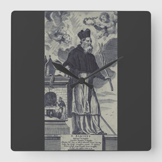 Saint Albinus von Angers Quadratische Wanduhr (Vorderseite)