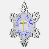 Saint Alice School Colour Patch Schneeflocken Zinn-Ornament (Rechts)