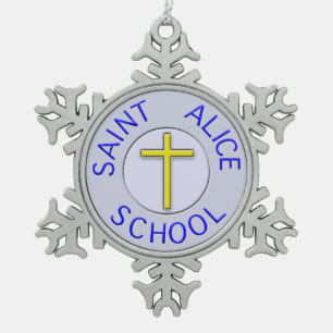 Saint Alice School Colour Patch Schneeflocken Zinn-Ornament