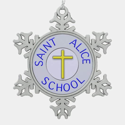 Saint Alice School Colour Patch Schneeflocken Zinn-Ornament (Vorderseite)