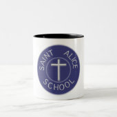 Saint Alice School Tradition Blau und Weiß Patch Zweifarbige Tasse (Mittel)