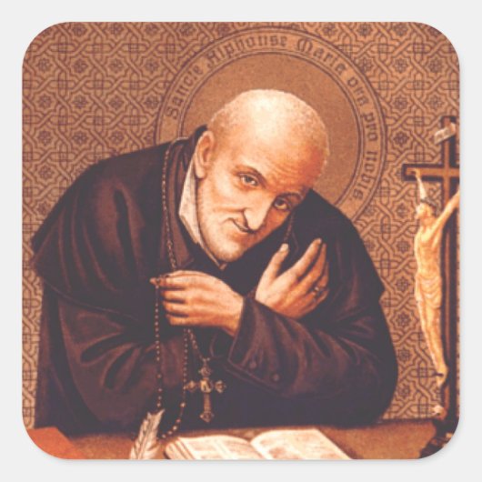 Saint Alphonsus Liguori Quadratischer Aufkleber (Vorderseite)
