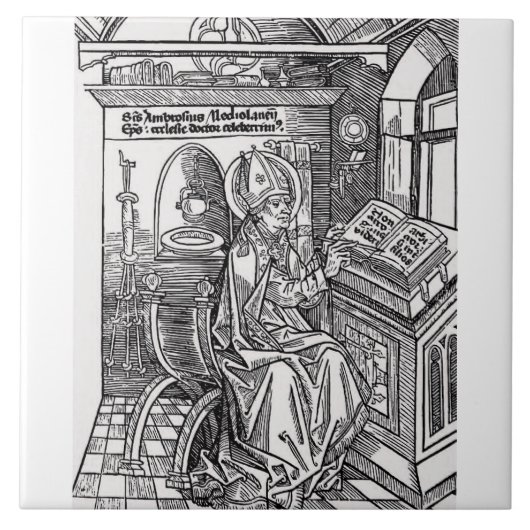 Saint Ambrose von Mailand Fliese (Vorderseite)