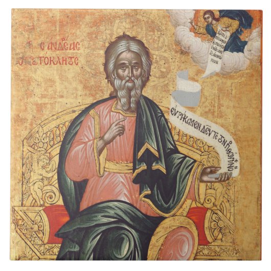 Saint Andrew der Apostel Orthodox Ikone Fliese (Vorderseite)