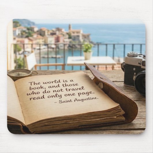 Saint Augustine Reisezitat Vintage Buch Untersetze Mousepad (Vorne)