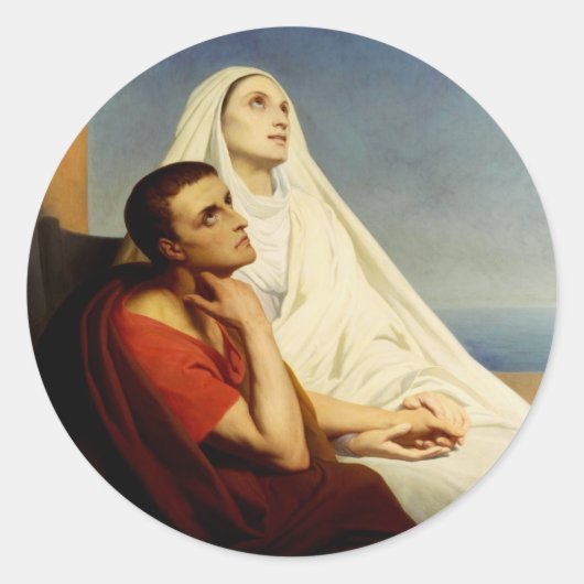 Saint Augustine und Saint Monica Runder Aufkleber (Vorderseite)
