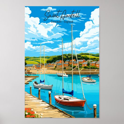 Saint Austell Cornwall England Jahrgang Reise Poster (Vorne)
