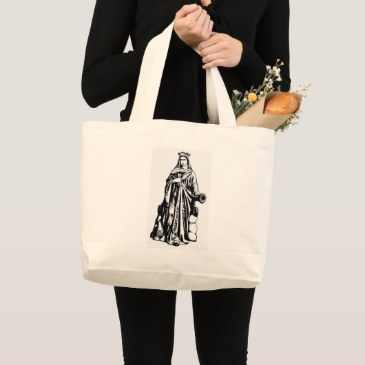 Saint Barbara mit Kalice und Kanone Jumbo Stoffbeutel (Vorderseite (Produkt))