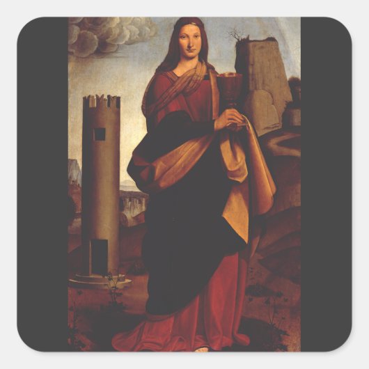 Saint Barbara von Giovanni Antonio Bolschleto Quadratischer Aufkleber (Vorderseite)