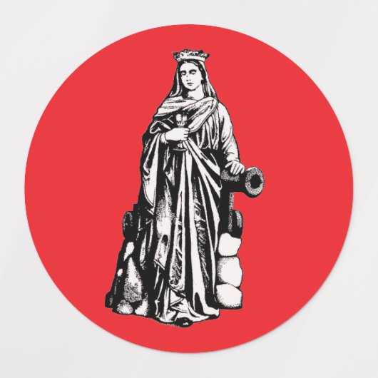 Saint Barbara with chalice and cannon Etiketten (Design 2)