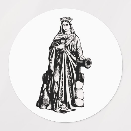 Saint Barbara with chalice and cannon Etiketten (Design 1)