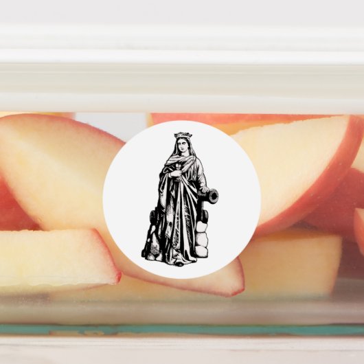 Saint Barbara with chalice and cannon Etiketten (Befestigt)
