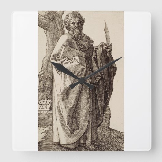 Saint Bartholomew, Apostel von Albrecht Durer Quadratische Wanduhr (Vorderseite)