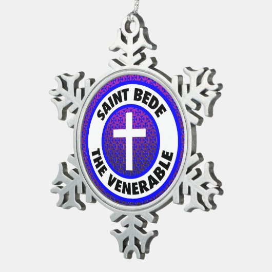 Saint Bede der Ehrwürdige Schneeflocken Zinn-Ornament (Rechts)