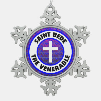 Saint Bede der Ehrwürdige Schneeflocken Zinn-Ornament