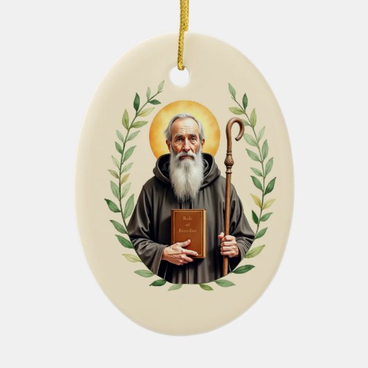 Saint Benedict of Nursia God's Peace and Blessings Keramik Ornament (Vorne)