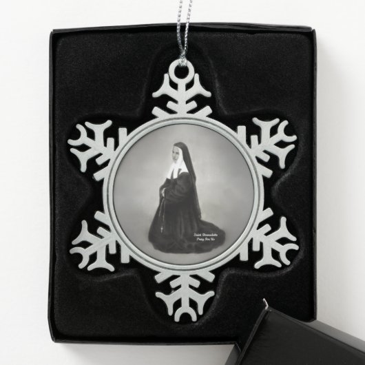 Saint Bernadette Schneeflocken Zinn-Ornament (Box)