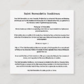 Saint Bernadette Soubirous Begleitkarte (Rückseite)