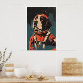 Saint Bernard Astronaut Poster, St Bernard Retro Poster (Küche)