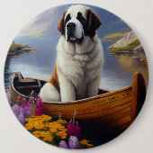 Saint Bernard auf dem Paddle: Ein Landschaftliches Button (Vorderseite)