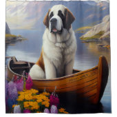 Saint Bernard auf dem Paddle: Ein Landschaftliches Duschvorhang (Vorderseite)