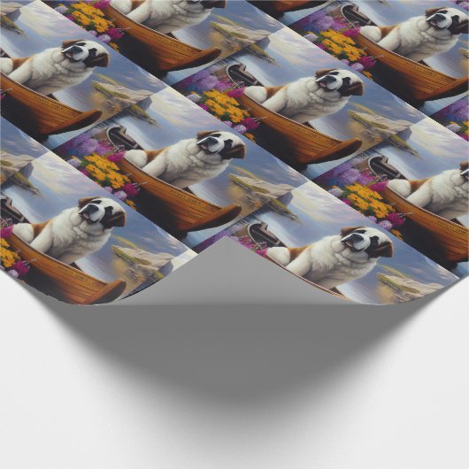 Saint Bernard auf dem Paddle: Ein Landschaftliches Geschenkpapier (Ecke)