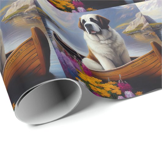 Saint Bernard auf dem Paddle: Ein Landschaftliches Geschenkpapier (Rolleneckpunkt)