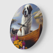 Saint Bernard auf dem Paddle: Ein Landschaftliches Große Wanduhr (Winkel)
