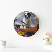 Saint Bernard auf dem Paddle: Ein Landschaftliches Große Wanduhr (Zuhause)