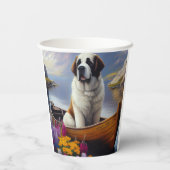 Saint Bernard auf dem Paddle: Ein Landschaftliches Pappbecher (Rückseite)