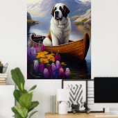 Saint Bernard auf dem Paddle: Ein Landschaftliches Poster (Heimbüro)