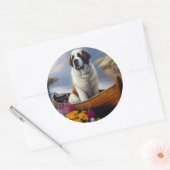 Saint Bernard auf dem Paddle: Ein Landschaftliches Runder Aufkleber (Umschlag)
