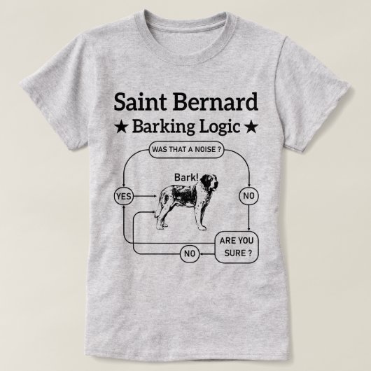 Saint Bernard Barking Logic Funny Downer Cool T-Shirt (Design vorne)
