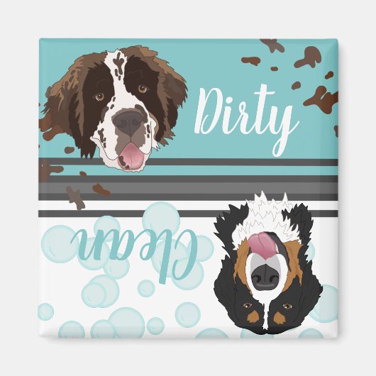 Saint Bernard Bernese Dirty/Clean Geschirrspüler Magnet (Vorne)