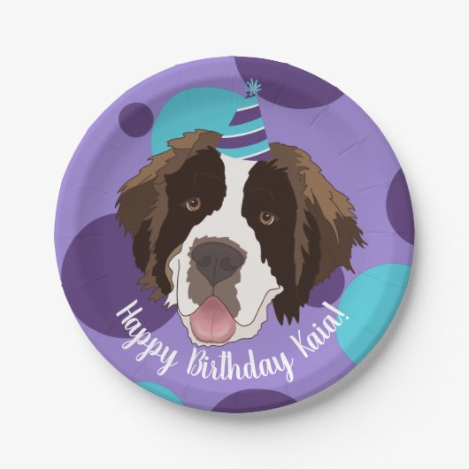 Saint Bernard Birthday Pappteller (Vorderseite)